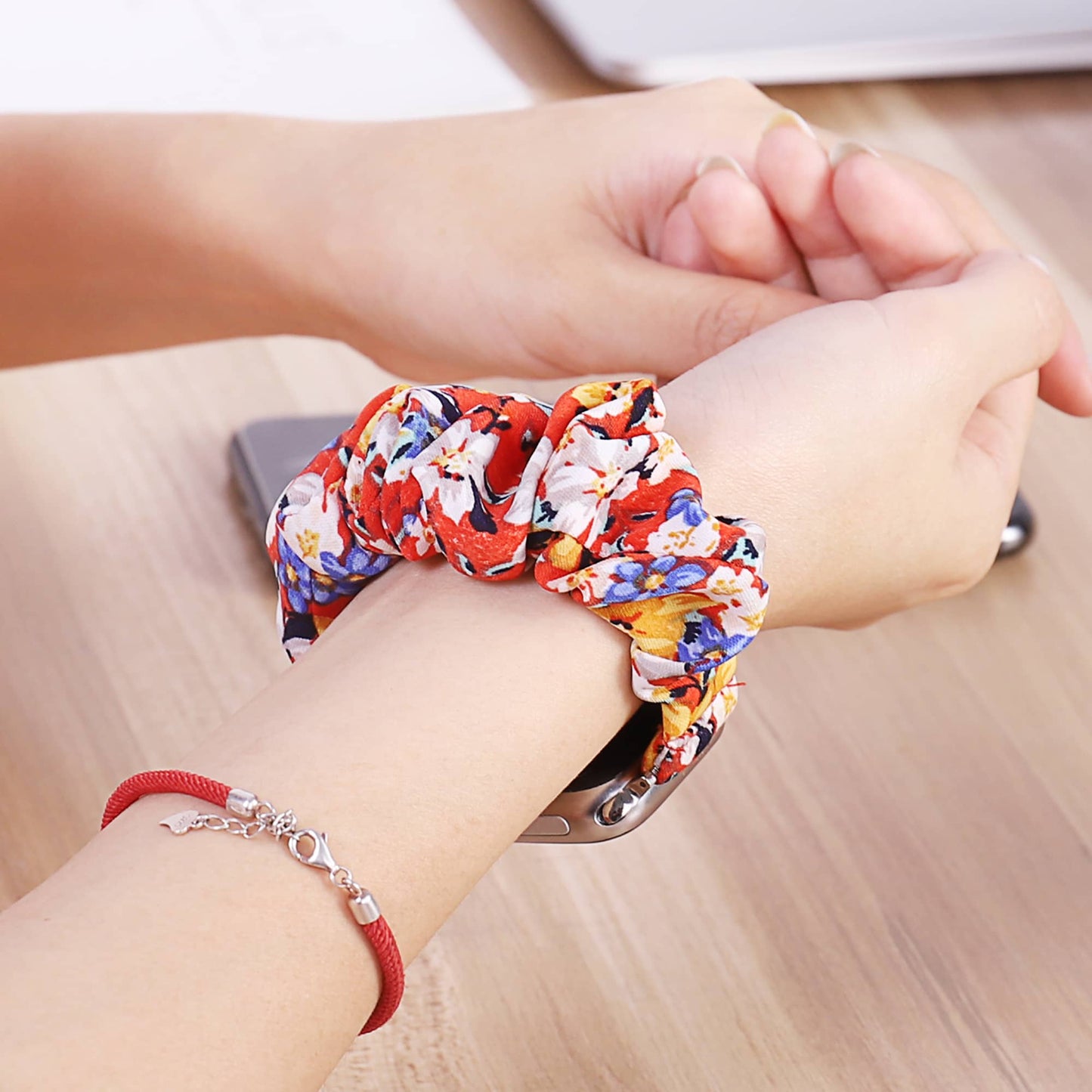 Bracelet pour apple watch style chouchou multicolore