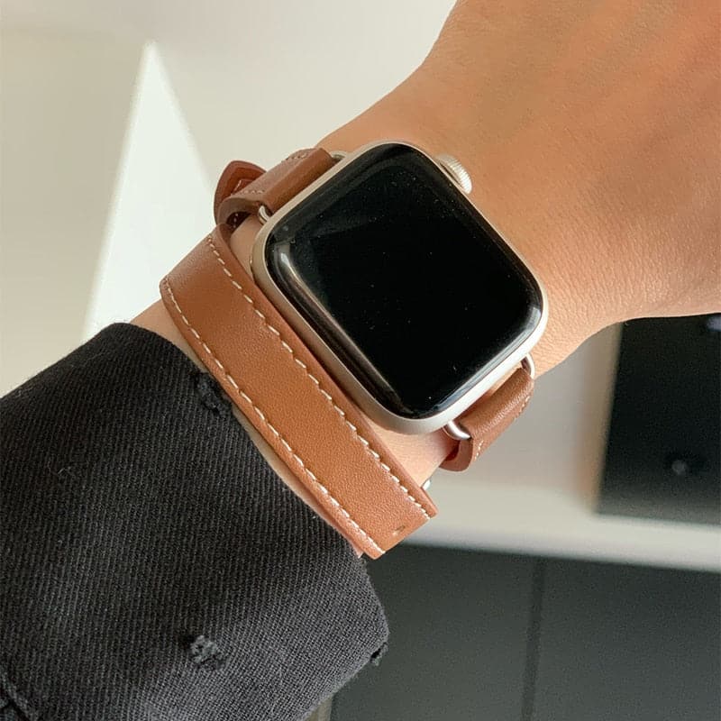 Bracelet en cuir à double boucle pour Apple Watch