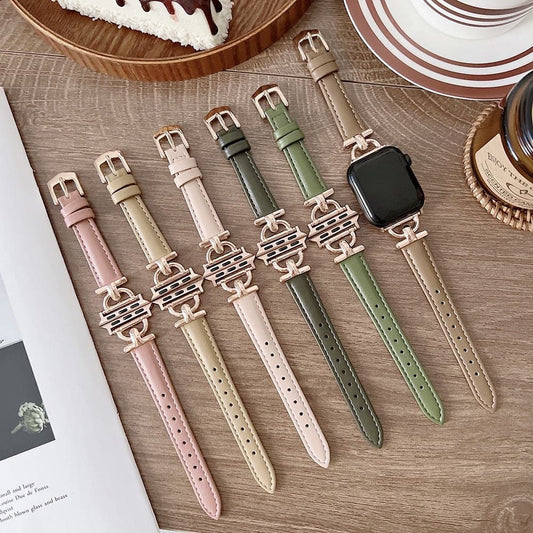 Bracelets Apple Watch 38 40 41 42 44 45 49 mm compatible serie 1 2 3 4 5 6 7 8 se et Ultra Bracelet en cuir luxury eWatch Straps
