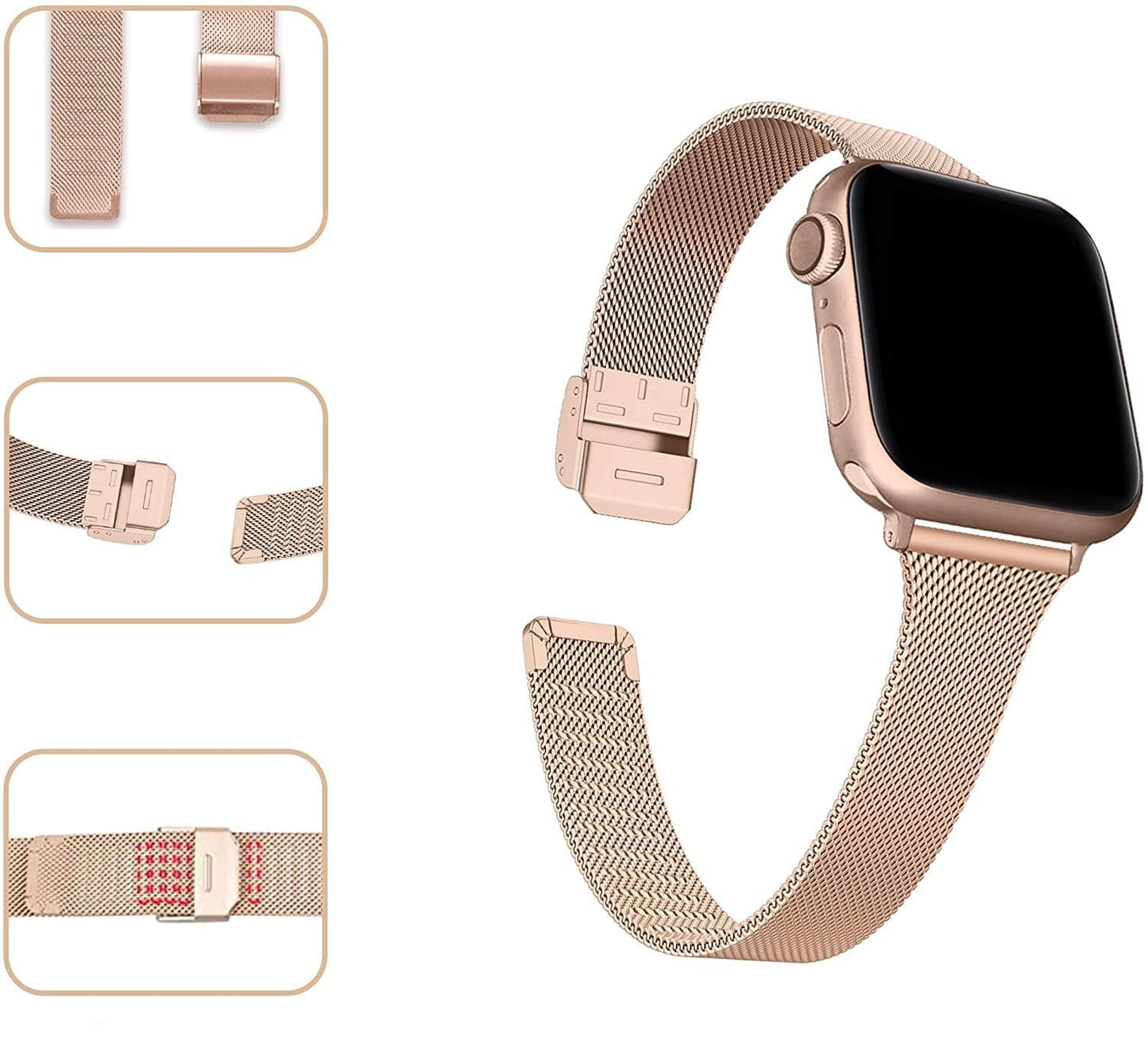 Bracelets Apple Watch 38 40 41 42 44 45 49 mm compatible serie 1 2 3 4 5 6 7 8 se et Ultra Bracelet milanais affiné eWatch Straps