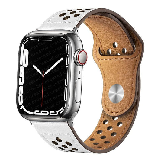 Bracelets Apple Watch Blanc 38 40 41 42 44 45 49 mm compatible serie 1 2 3 4 5 6 7 8 se et Ultra Bracelet en cuir sport eWatch Straps