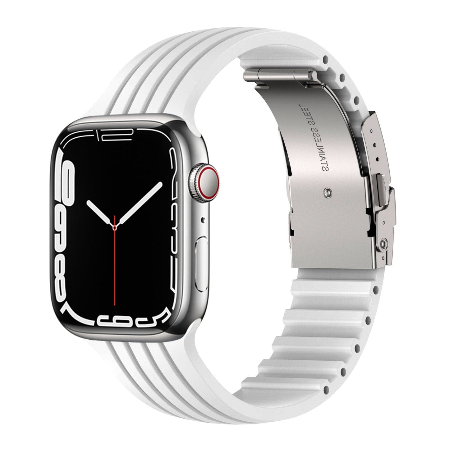 Bracelets Apple Watch Blanc 38 40 41 42 44 45 49 mm compatible serie 1 2 3 4 5 6 7 8 se et Ultra Bracelet silicone strié eWatch Straps