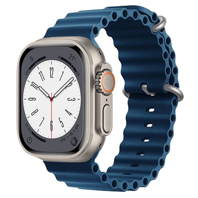 Bracelets Apple Watch Bleu abyssal 38 40 41 42 44 45 49 mm compatible serie 1 2 3 4 5 6 7 8 se et Ultra Bracelet Océan uni eWatch Straps