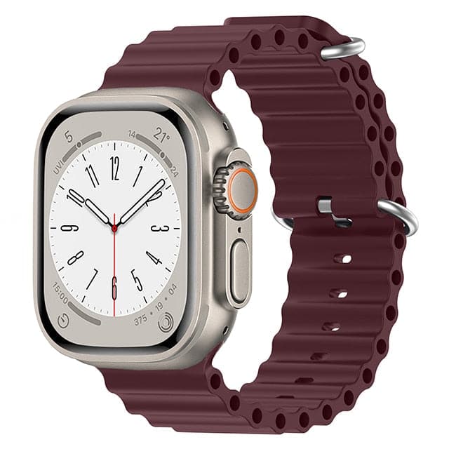 Bracelets Apple Watch Bordeau 38 40 41 42 44 45 49 mm compatible serie 1 2 3 4 5 6 7 8 se et Ultra Bracelet Océan uni eWatch Straps