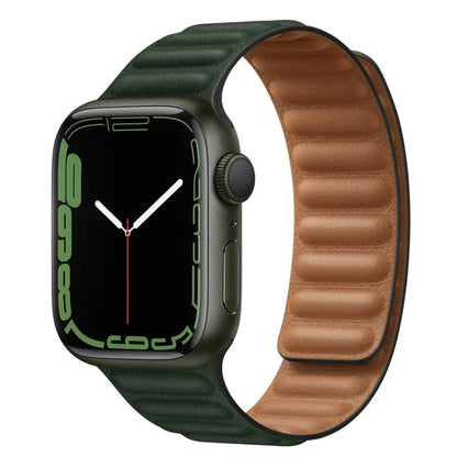Bracelets Apple Watch Encre verte 38 40 41 42 44 45 49 mm compatible serie 1 2 3 4 5 6 7 8 se et Ultra Boucle magnétique en cuir eWatch Straps