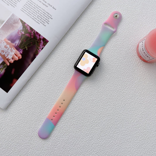 Bracelets Apple Watch Multicolore flashy nuage 38 40 41 42 44 45 49 mm compatible serie 1 2 3 4 5 6 7 8 se et Ultra Bracelet silicone nuages eWatch Straps