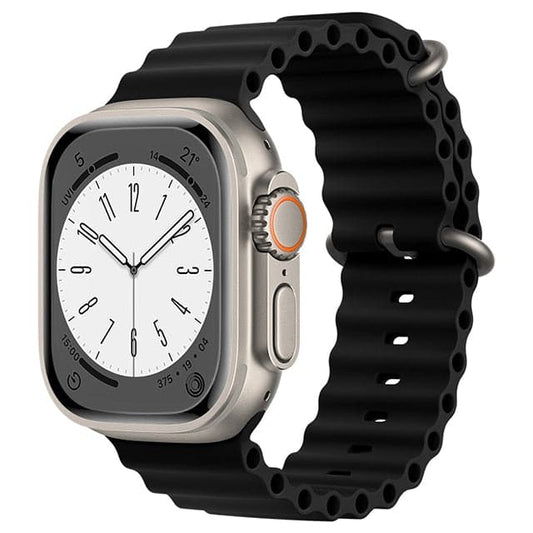 Bracelets Apple Watch Noir 38 40 41 42 44 45 49 mm compatible serie 1 2 3 4 5 6 7 8 se et Ultra Bracelet Océan uni eWatch Straps