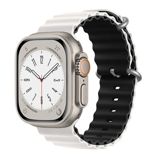 Bracelets Apple Watch Noir et blanc 38 40 41 42 44 45 49 mm compatible serie 1 2 3 4 5 6 7 8 se et Ultra Bracelet Océan eWatch Straps