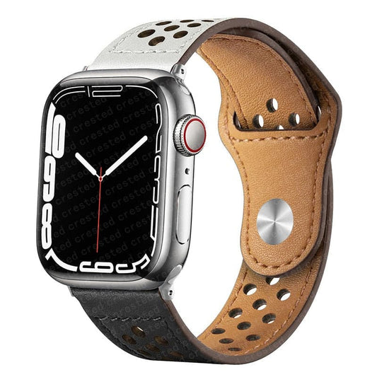 Bracelets Apple Watch Noir et gris 38 40 41 42 44 45 49 mm compatible serie 1 2 3 4 5 6 7 8 se et Ultra Bracelet en cuir sport bicolore eWatch Straps
