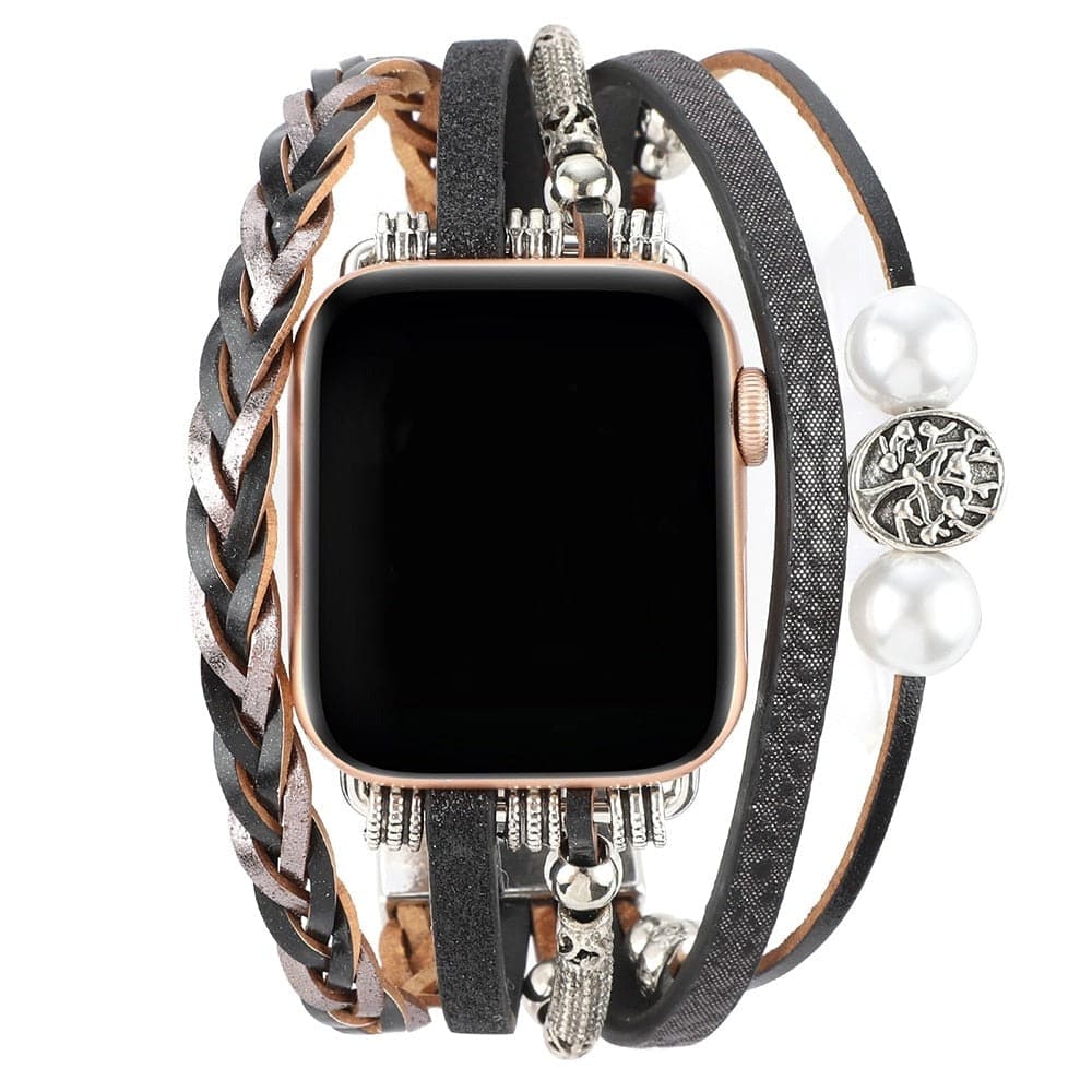 Bracelets Apple Watch Noir style A 38 40 41 42 44 45 49 mm compatible serie 1 2 3 4 5 6 7 8 se et Ultra Bracelet multiple eWatch Straps