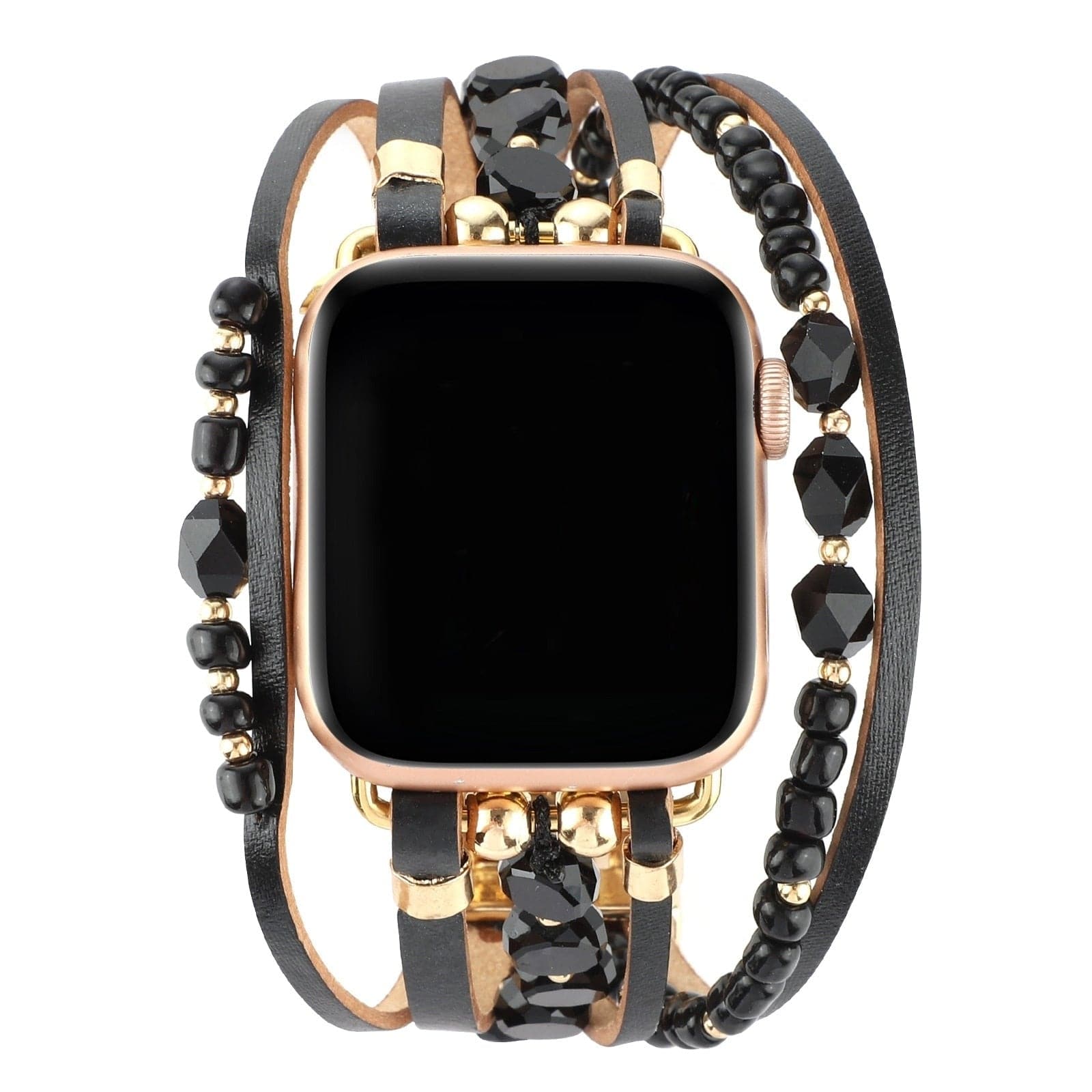 Bracelets Apple Watch Noir style B 38 40 41 42 44 45 49 mm compatible serie 1 2 3 4 5 6 7 8 se et Ultra Bracelet multiple eWatch Straps