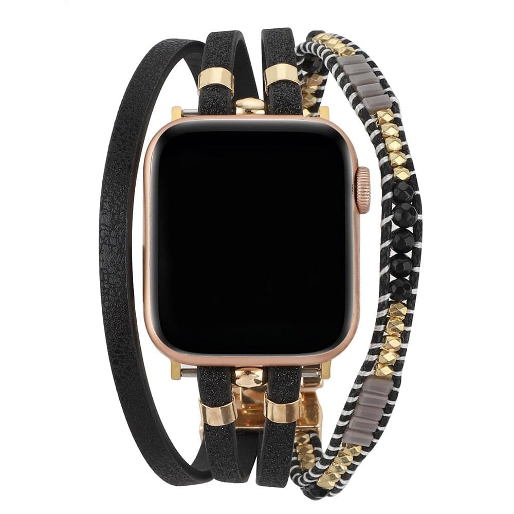 Bracelets Apple Watch Noir Style D 38 40 41 42 44 45 49 mm compatible serie 1 2 3 4 5 6 7 8 se et Ultra Bracelet multiple eWatch Straps