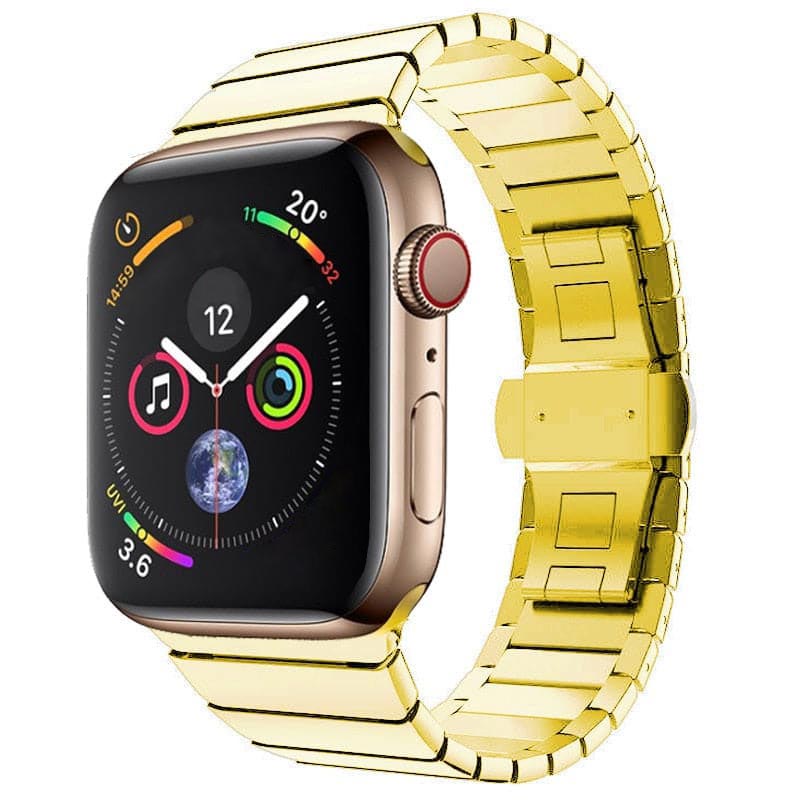 Bracelets Apple Watch Or 38 40 41 42 44 45 49 mm compatible serie 1 2 3 4 5 6 7 8 se et Ultra Bracelet en acier à lamelles eWatch Straps