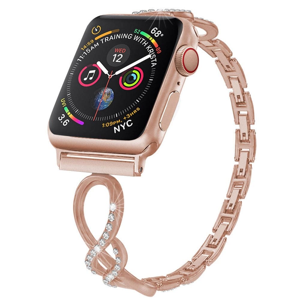 Bracelets Apple Watch Or rose 38 40 41 42 44 45 49 mm compatible serie 1 2 3 4 5 6 7 8 se et Ultra Bracelet diamanté en spirale eWatch Straps