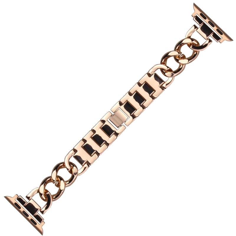 Bracelets Apple Watch Or rose 38 40 41 42 44 45 49 mm compatible serie 1 2 3 4 5 6 7 8 se et Ultra Bracelet maillons larges eWatch Straps
