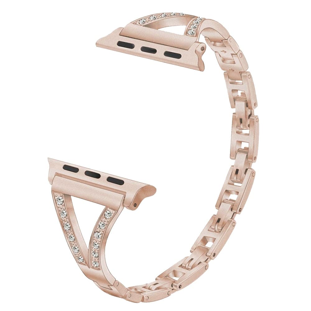 Bracelets Apple Watch Or rose pâle 38 40 41 42 44 45 49 mm compatible serie 1 2 3 4 5 6 7 8 se et Ultra Bracelet diamanté eWatch Straps