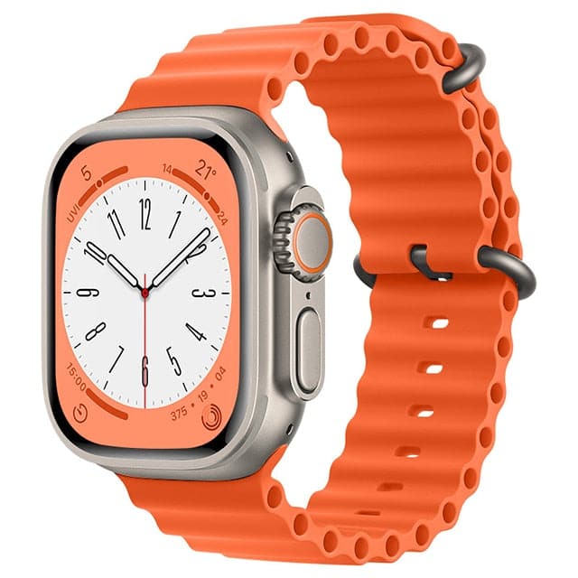 Bracelets Apple Watch Orange 38 40 41 42 44 45 49 mm compatible serie 1 2 3 4 5 6 7 8 se et Ultra Bracelet Océan uni eWatch Straps