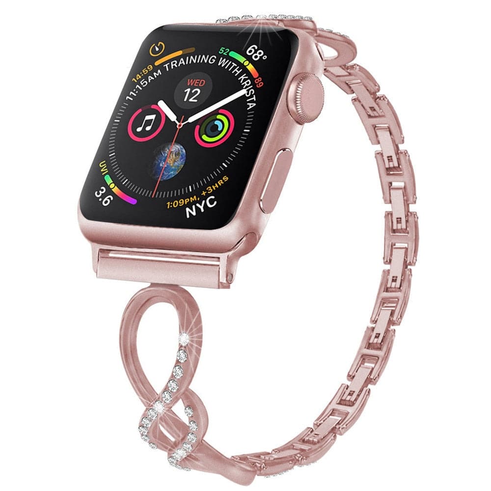Bracelets Apple Watch Rose 38 40 41 42 44 45 49 mm compatible serie 1 2 3 4 5 6 7 8 se et Ultra Bracelet diamanté en spirale eWatch Straps