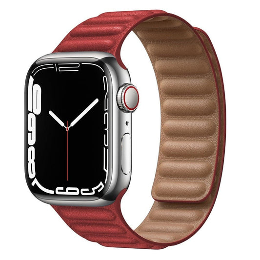 Bracelets Apple Watch Rouge 38 40 41 42 44 45 49 mm compatible serie 1 2 3 4 5 6 7 8 se et Ultra Boucle magnétique en cuir eWatch Straps