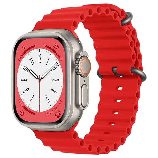 Bracelets Apple Watch Rouge 38 40 41 42 44 45 49 mm compatible serie 1 2 3 4 5 6 7 8 se et Ultra Bracelet Océan uni eWatch Straps